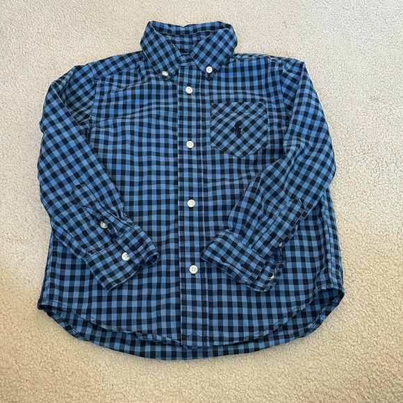 Ralph Lauren boy size 3/3T blue long sleeve button-down - Picture 2 of 6